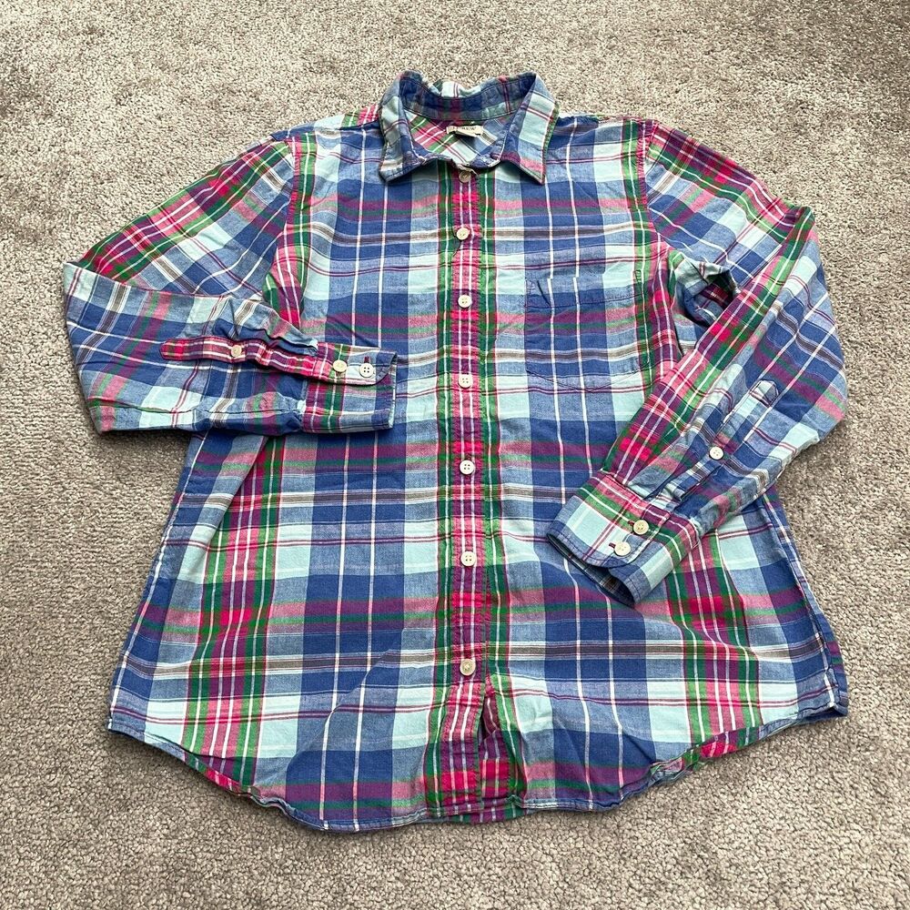 J. Crew Button Down Shirt Womens XS Multicolor Long Sleeve Cotton Casual Top